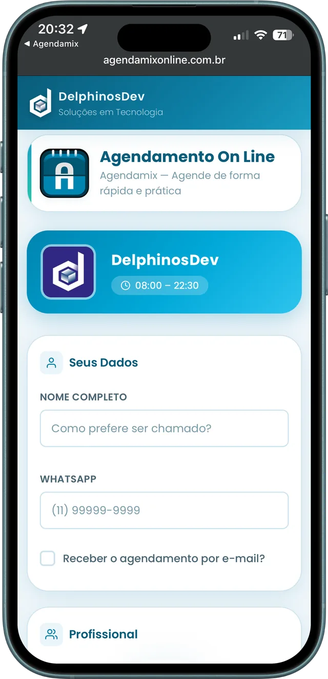 Página da Agenda On Line