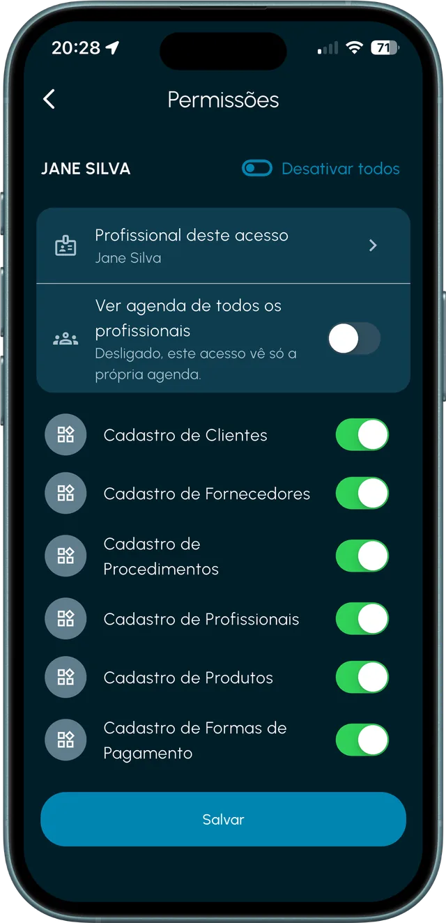 Permissões de acesso