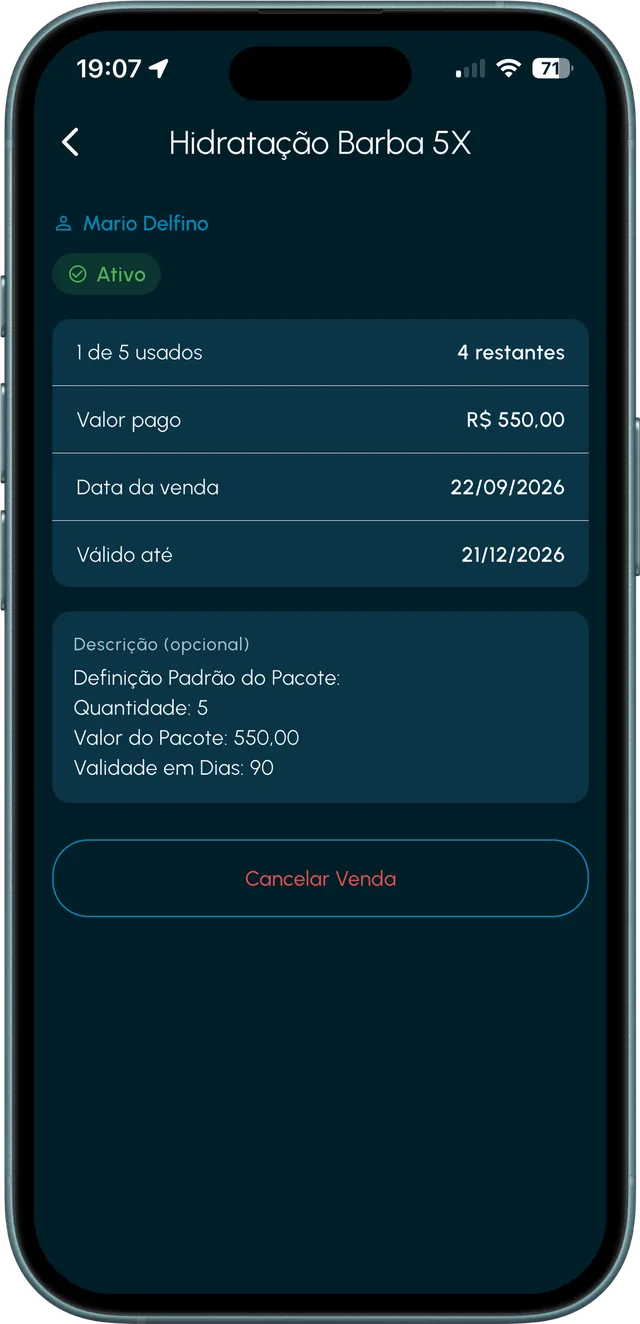 Pacotes de sessões